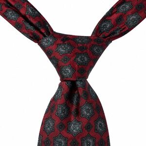 Vtg Britches of Georgetowne Mens Necktie Red Geometric Silk Classic Academic Tie